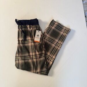 Fleece Pajama Pants Mens Small Green Plaid Rainforest
